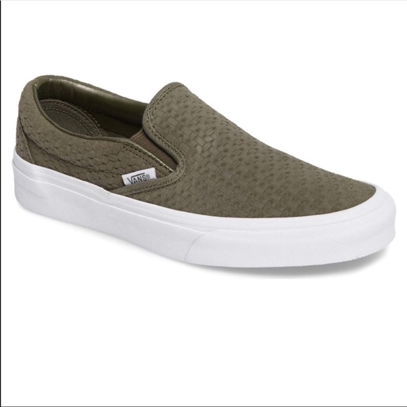 vans slip on olive green